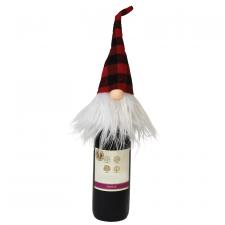 Plush Red/Black Plaid Santa Gnome Bottle Topper