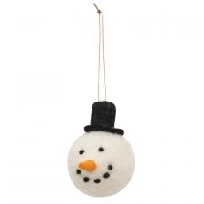 Felted Wool Snowman Top Hat Ornament - SPECIAL BUY!
