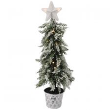 Frosted Christmas Tree w/Star in Galvanized Bucket - SPECIAL