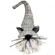 Plush Gray Fur Cat Gnome