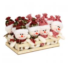 12 pc. Plush Plaid and Chevron Snowmen w/ Crate 2 Asstd