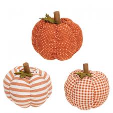 Plush Orange Patterned Pumpkin, 3 Asstd.