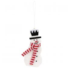 Fuzzy Glittered Snowman w/Scarf Hanger - 8.75