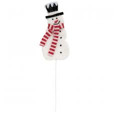 Fuzzy Glittered Snowman w/Scarf Pick - 16.5