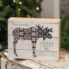 Merry Christmas Nordic Moose Box Sign