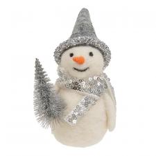 Silver Snowman Felted Ornament