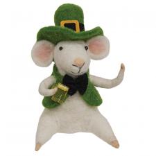 St. Patricks Day Mouse with Mug Felted Ornament