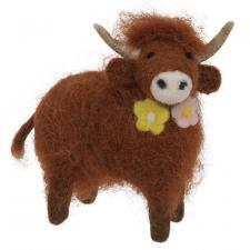 Highland Cow with Flowers felted Ornament