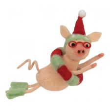 Beach Pig Felted Ornament