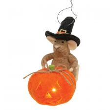 Halloween Mouse Felted Ornament w/LED Light