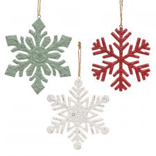 Metal Embossed Christmas Snowflakes, 3 Asstd.