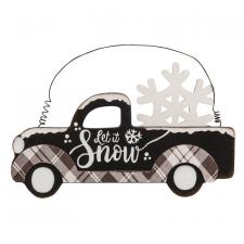 Let It Snow Truck Wood Hanger 