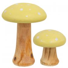 2/Set Yellow Wooden Mushrooms