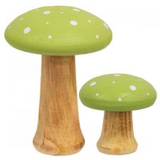 2/Set Green Wooden Mushrooms