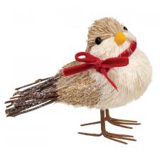 Snowy Sisal Bird w/ Ribbon Scarf