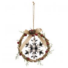 Mini Wreath with Black & White Buffalo Check Snowflake 