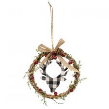 Mini Wreath with Black & White Buffalo Check Deer 