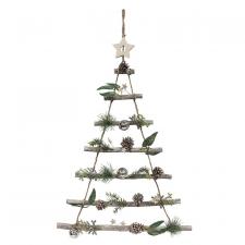 Large Wooden Ladder Trees with Silver Bells