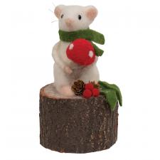 Felted Mouse on Log