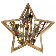 Burnt Wood Frame Star w/LED Lights