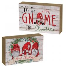 Merry Christmas Gnome Wood Block, 2 Asstd.