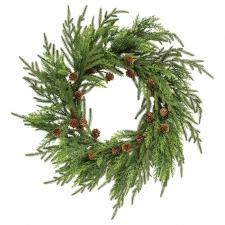 Soft Needle Pine & Cones Wreath - 24