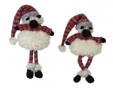 Dangle Leg Plush Fluffy Sheep w/Red Knit Hat